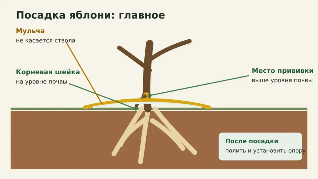 Схема правильной посадки яблони